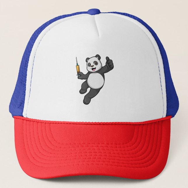 Panda at Vaccination with Syringe Trucker Hat (Front)