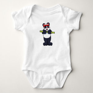 Panda at Work out with Bamboo Weight Baby Bodysuit