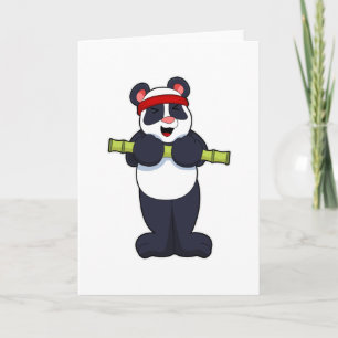 Panda at Work out with Bamboo Weight Card