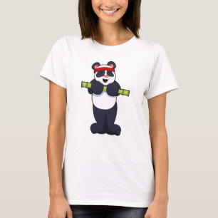 Panda at Work out with Bamboo Weight T-Shirt