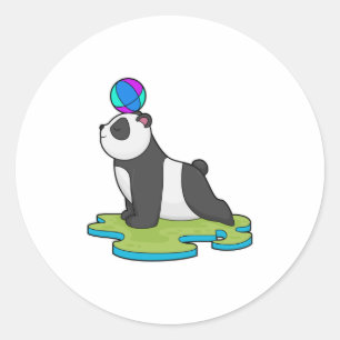 Panda at Yoga Fitness Classic Round Sticker