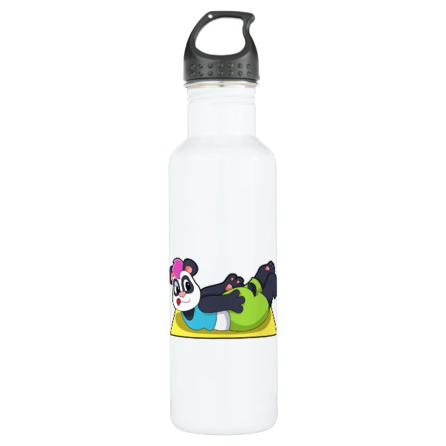 Panda at Yoga on Yoga mat 710 Ml Water Bottle (Front)