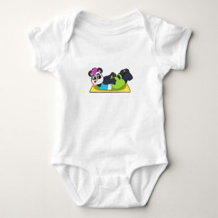Panda at Yoga on Yoga mat Baby Bodysuit