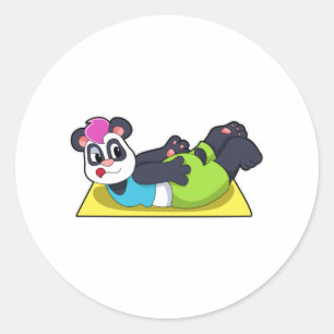 Panda at Yoga on Yoga mat Classic Round Sticker