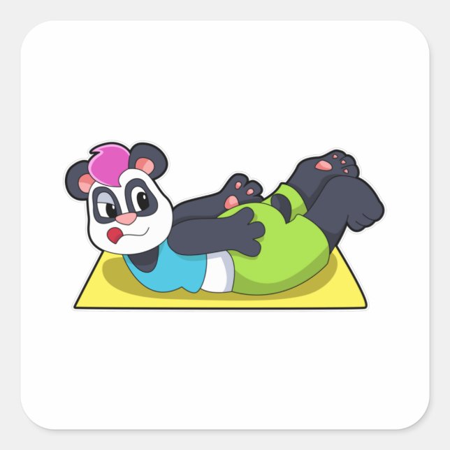 Panda at Yoga on Yoga mat Square Sticker (Front)