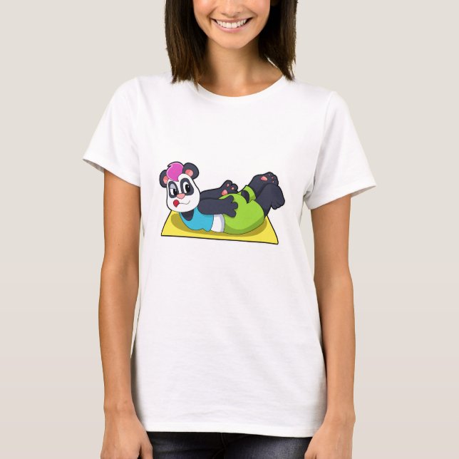 Panda at Yoga on Yoga mat T-Shirt (Front)