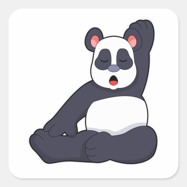 Panda at Yoga Stretching exercises Square Sticker (Front)