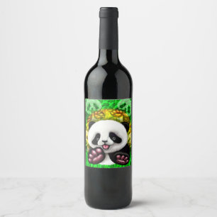Panda Baby Bear Cute and Happy Wine Label
