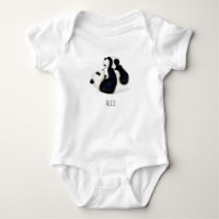 Panda baby one-piece bodysuit with baby's name