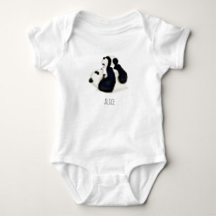 Panda baby one-piece bodysuit with baby's name