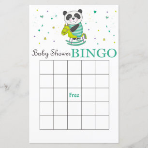 Panda baby shower bingo card