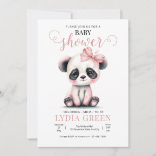 Panda Baby Shower greenery Girl baby shower Invitation