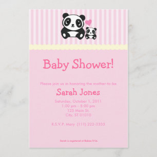 Panda Baby Shower - Pink Invitation