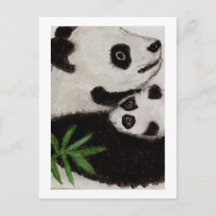 Panda & Baby Watercolour Postcard thankyou etc.
