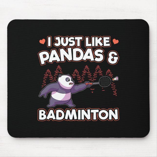 Panda Badminton I Just Love Pandas  Mouse Mat (Front)