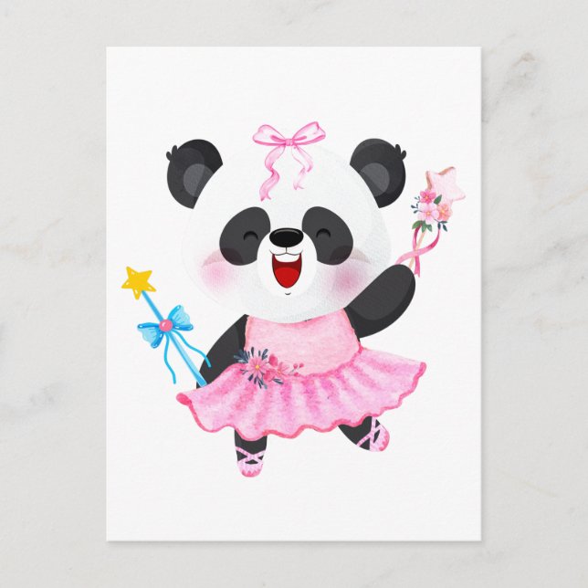 Panda Ballerina Animal Lovers Girl Postcard (Front)
