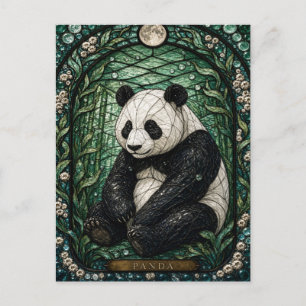 Panda Bamboo Grove Illumina Stained Glass Postcard