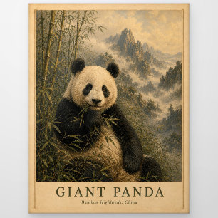 Panda Bamboo Highlands China VINTAGE Postcard
