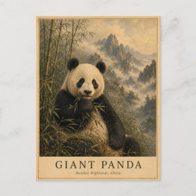 Panda Bamboo Highlands China VINTAGE Postcard (Front)