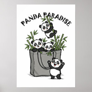 Panda Bamboo Paradise Chewing Life Slowly Poster