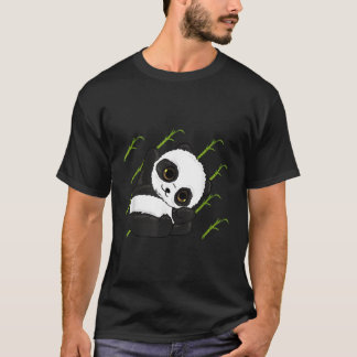 Panda Bamboo Pattern Black White Bear Animal T-Shirt