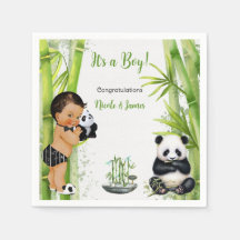 Panda Bamboo Theme Baby Boy Black White Green