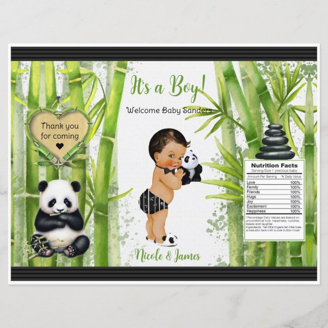 Panda Bamboo Theme Baby Boy Chip Bag (Front)