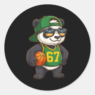 Panda Basketball 67 Gen Alpha Slang Srts Men Boys Classic Round Sticker