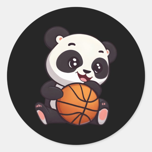 Panda Basketball Player Basketballer Classic Round Sticker (Front)