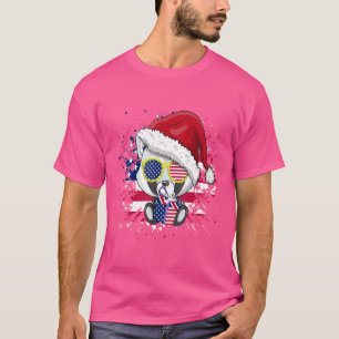 Panda Bear American Flag 4th Of July Christmas Day T-Shirt