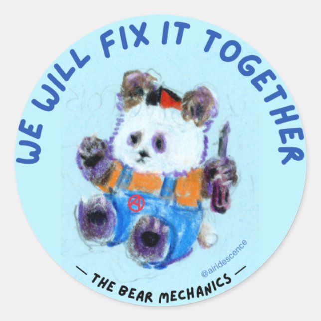 Panda Bear Anarcho-Mechanic Stickers (Front)