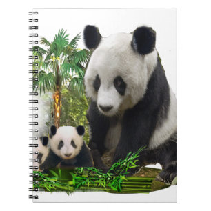 Panda bear and cubs art notebook