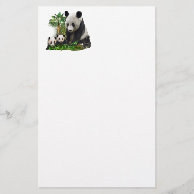Panda bear and cubs art stationery (Front)