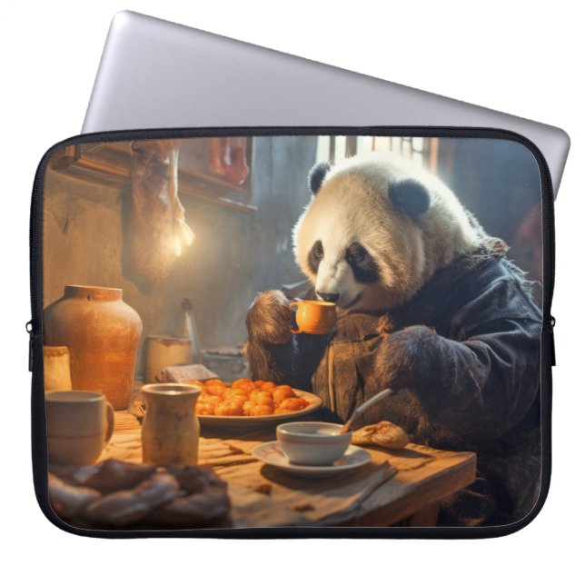 Panda Bear Animal Fun Cooking Kitchen Happy Time Laptop Sleeve (Front)