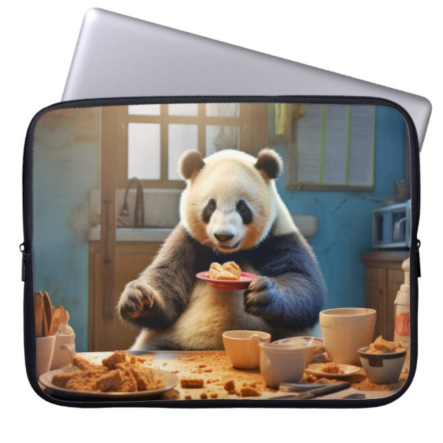 Panda Bear Animal Fun Cooking Kitchen Happy Time Laptop Sleeve (Front)