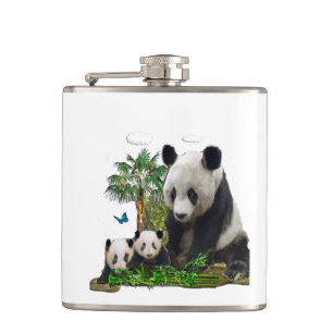 Panda bear art hip flask