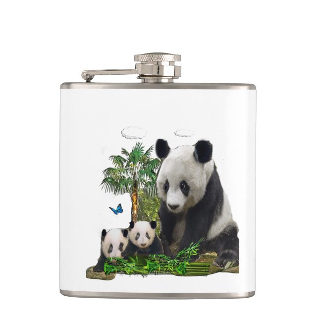 Panda bear art hip flask (Front)
