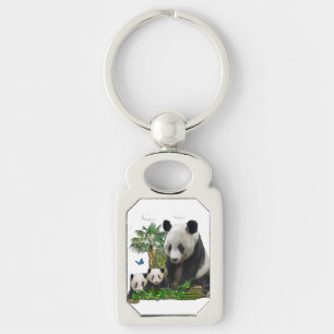 Panda bear art key ring