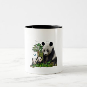 Panda bear art Two-Tone coffee mug