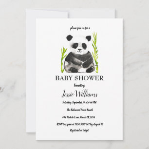 Panda Bear Baby Shower Black and White Nature Invitation