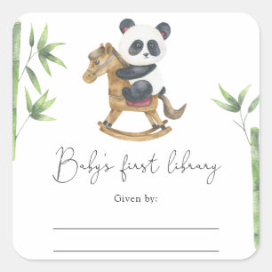 Panda Bear - Baby Shower bookplate Square Sticker