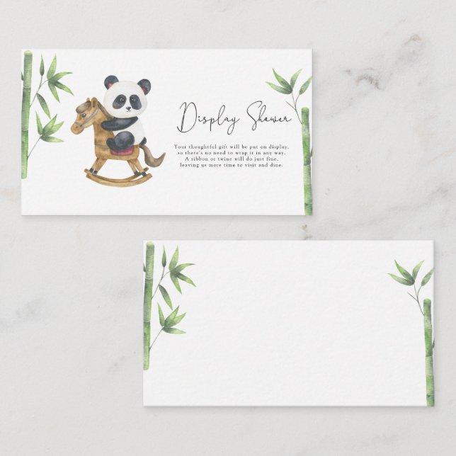 Panda bear baby shower - display shower enclosure card (Front/Back)