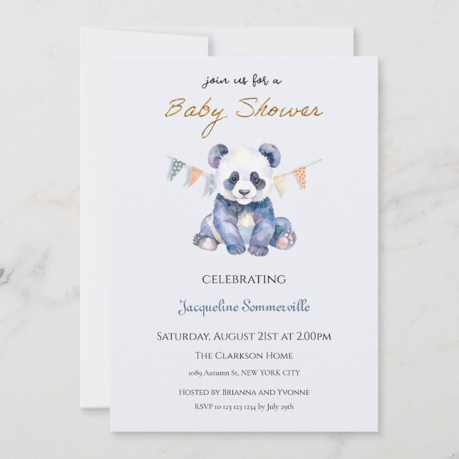 Panda bear Baby Shower Invitation (Front)