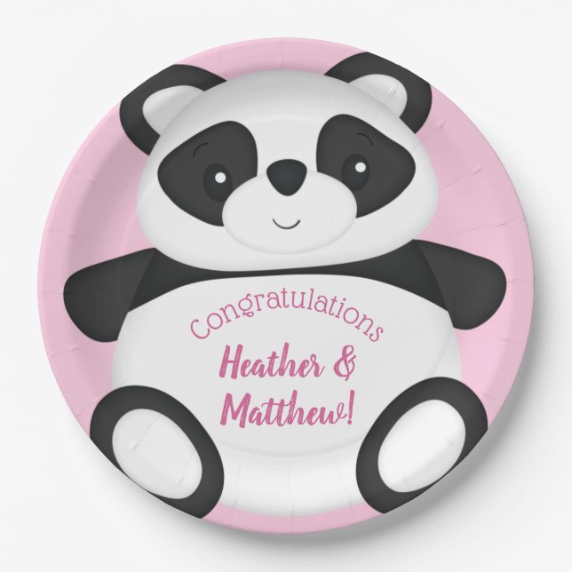 Panda Bear Baby Shower Paper Plate (Front)