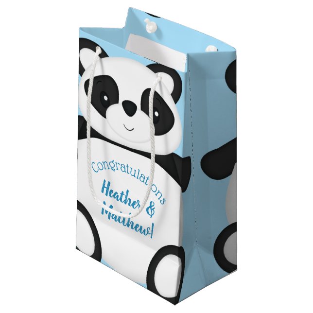 Panda Bear Baby Shower Small Gift Bag (Front Angled)