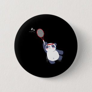 Panda Bear Badminton Player Singles Doubles Ace An 6 Cm Round Badge