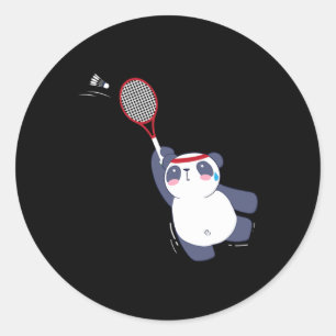 Panda Bear Badminton Player Singles Doubles Ace An Classic Round Sticker