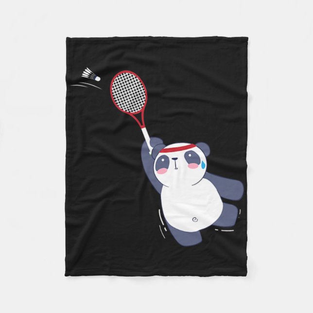 Panda Bear Badminton Player Singles Doubles Ace An Fleece Blanket (Front)