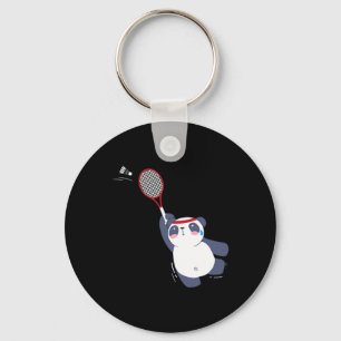 Panda Bear Badminton Player Singles Doubles Ace An Key Ring