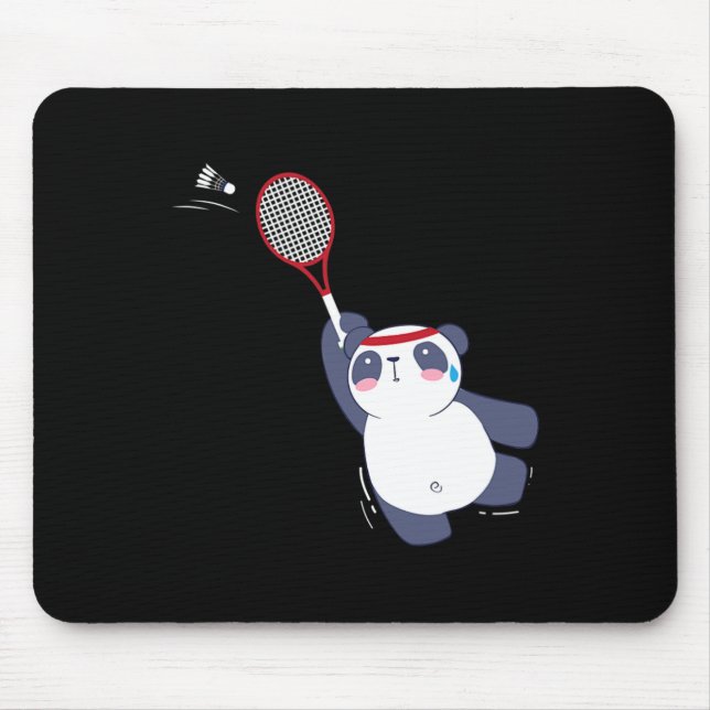 Panda Bear Badminton Player Singles Doubles Ace An Mouse Mat (Front)